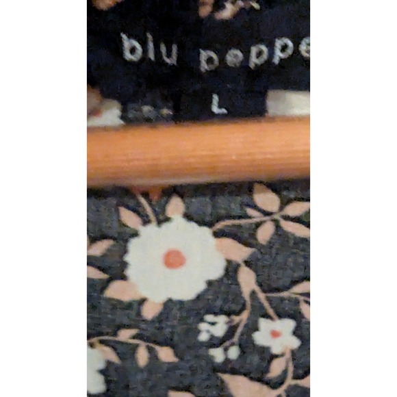 Blu Pepper Floral Print Long Sleeve Mini Dress Black Orange White‎ Boho Chic L - Picture 3 of 7